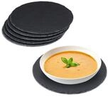 relaxdays Servierplatte Schieferplatte 6er Set rund, Schiefer