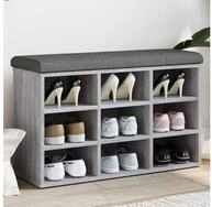 vidaXL Schuhbank 82 x 32 x 50 cm Schuhbank Grau Sonoma 82x32x50 cm Spanplatte