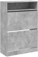 vidaXL Schuhschrank Schuhregal mit 2 Klappen Betongrau 80x34x116 cm