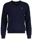 Sweater GANT "Strickpullover EXTRAFINE LAMBSWOOL V-NECK", Herren, Gr. XXL, blau,
