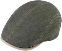 Fiebig Flat Cap Brighton Leinen, Schieberm&uuml;tze mit Kontrastn&auml;hten, Made in Italy