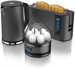 Arendo Fr&uuml;hst&uuml;cks-Set (3-tlg), Wasserkocher 1,5l, 2-Scheiben Toaster, 7er