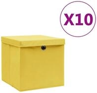 vidaXL Aufbewahrungsbox, Ordnungsboxen mit Deckeln 10 Stk. 28x28x28 cm Gelb