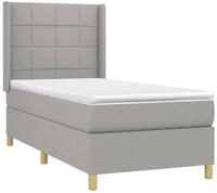 vidaXL Bett Boxspringbett mit Matratze Hellgrau 90x200 cm Stoff