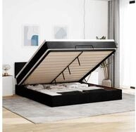 vidaXL Bettgestell vidaXL Ottomane Bett mit Matratze & LEDs Schwarz 180x200 cm...