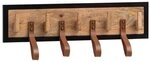 Wohnling Wandgarderobe Wandgarderobe Hakenleiste Holz Echtleder 60 cm Garderobe...