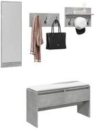 vidaXL Garderoben-Set NA Garderobe Kleiderhaken Spiegel 4-tlg Flurm&ouml;bel Set