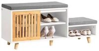 SoBuy Schuhbank FSR125, mit 2 Sitzfl&auml;chen und 1 Schiebet&uuml;r Sitzbank mit...