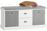 SoBuy Schuhbank FSR66, Sitzbank mit 2 grauen K&ouml;rben und 2 Schubladen