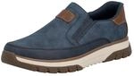 Slip-On Sneaker RIEKER, Herren, Gr. 41, blau (blau, cognac), Lederimitat, unifarben