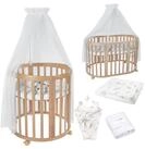 Waldin Babybett Mobiles Babybett OWAL aus Holz 7in1 mit Matratze, mitwachsend...