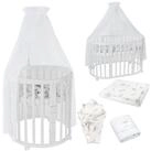 Waldin Babybett Mobiles Babybett OWAL aus Holz 7in1 mit Matratze, mitwachsend...