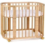 Waldin Babybett Babybett, Beistellbett aus Holz, 5in1 mit Matratze, Bel&uuml;ftet