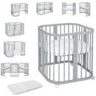 Waldin Babybett Mobiles Babybett aus Holz 7in1 mit Matratze, mitwachsend