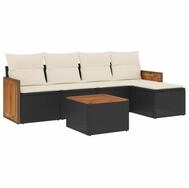 vidaXL Gartenlounge-Set 6-tlg. Garten-Sofagarnitur mit Kissen Schwarz Poly...
