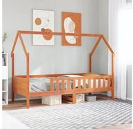 vidaXL Bett, Kinderbett Hausbett Wachsbraun 90x200 cm Kiefer