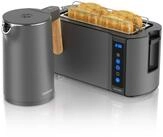 Arendo Fr&uuml;hst&uuml;cks-Set Edelstahl Wasserkocher 1,5l, 4-Scheiben Langschlitz Toaster,