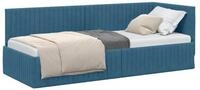 vidaXL Bett Eckbettgestell mit Kopfteil Blau 80 cm x 200 cm Samt (1-tlg)