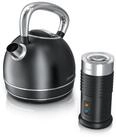 Arendo Fr&uuml;hst&uuml;cks-Set (2-tlg), Wasserkocher 1,7l & Milchaufsch&auml;umer, Edelstahl,