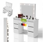 Juskys Schminktisch Talea (3-St), LED-Beleuchtung, 3 Helligkeitsstufen, modern,...