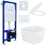 Belvit WC-Komplettset mit Wand-WC in schwarz & wei&szlig;, Vorwandelement & Soft-Close