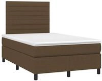 vidaXL Bett Boxspringbett mit Matratze & LED Dunkelbraun 120x190 cm Stoff