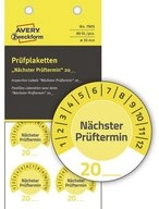 Avery Zweckform Hinweisschild Avery-Zweckform 7905 Pr&uuml;fplakette 20XX Gelb 30...