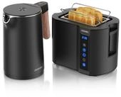 Arendo Fr&uuml;hst&uuml;cks-Set Edelstahl Wasserkocher 1,5l, 2-Scheiben Kurzschlitz Toaster,