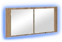 vidaXL Badezimmerspiegelschrank LED Spiegel-Schrank mit Regal Artisan-Eiche 100...