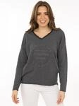 Zwillingsherz "Positive Mind", ausgefranster V-Ausschnitt, Used Look, Langarm,