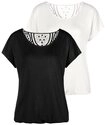 Vivance by Lascana Kurzarmshirt mit Spitzeneinsatz am R&uuml;cken (2er-Pack) aus