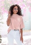 LASCANA Kurzarmshirt mit Stehkragen aus b&uuml;gelfreier Cr&ecirc;pe-Qualit&auml;t