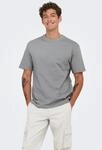 Rundhalsshirt ONLY & SONS "ONSFRED RLX SS TEE", Herren, Gr. XXL, grau (ultimate