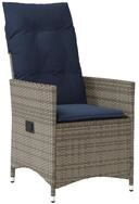 vidaXL Gartenstuhl Gartensessel Verstellbar mit Kissen Grau Poly Rattan (1 St)