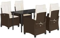 vidaXL Garten-Essgruppe 5-tlg. Garten-Essgruppe mit Kissen Braun Poly Rattan,...