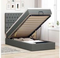 vidaXL Bettgestell vidaXL Ottoman-Bett mit Matratze & LEDs Dunkelgrau 90x190 cm...