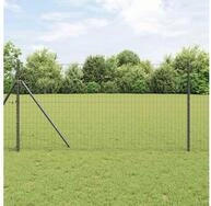 vidaXL Zaun, Eurozaun Grau 1 x 10 m PVC-beschichtetes Eisen