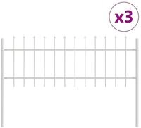 vidaXL Gartenzaun Gartenzaun 3 pcs Wei&szlig; 5,1 x 0,6 m Pulverbeschichteter Stahl,