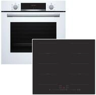 BOSCH Backofen-Set Wei&szlig; 71 Liter 3D Hei&szlig;luft Hydrolyse Induktionskochfeld 60 cm