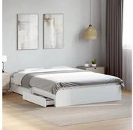 vidaXL Bett, Bettgestell mit Schubladen Wei&szlig; 135 x 190 cm Holzwerkstoff