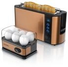 Arendo Fr&uuml;hst&uuml;cks-Set (2-tlg), 2-Scheiben Langschlitz Toaster, 6er Eierkocher,