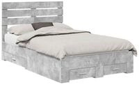 vidaXL Bett Bettrahmen mit Schubladen Betongrau 135 x 190 cm Holzwerkstoff...