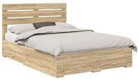 vidaXL Bett Bettrahmen mit Kopfteil Sonoma-Eiche 150 x 200 cm Holzwerkstoff...