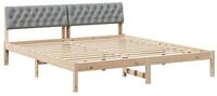 vidaXL Bett Bettgestell Braun und hellgrau 180 x 200 cm Massivholz Kiefer...