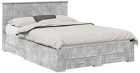 vidaXL Bett Bettrahmen mit Schubladen Beton Grau 150 x 200 cm Holzwerkstoff...