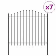 vidaXL Gartenzaun Gartenzaun 7 pcs Grau 170 x 165 cm Pulverbeschichteter Stahl,