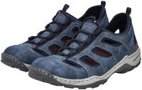 Slipper RIEKER, Herren, Gr. 42, blau, Lederimitat, Textil, unifarben mit Farbeinsatz,