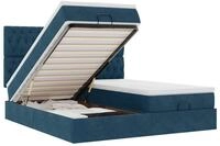 vidaXL Bett Ottoman-Bett mit Matratzen Dunkelblau 160x200 cm Samt