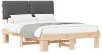 vidaXL Bett Bettgestell mit gepolstertem Kopfteil Dunkelgrau 135 x 190 cm...
