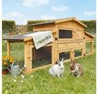 Zooprinz Kleintierstall Dorf Alm mit Doppelauslauf 180x72x62cm (BxHxT), Klappbares